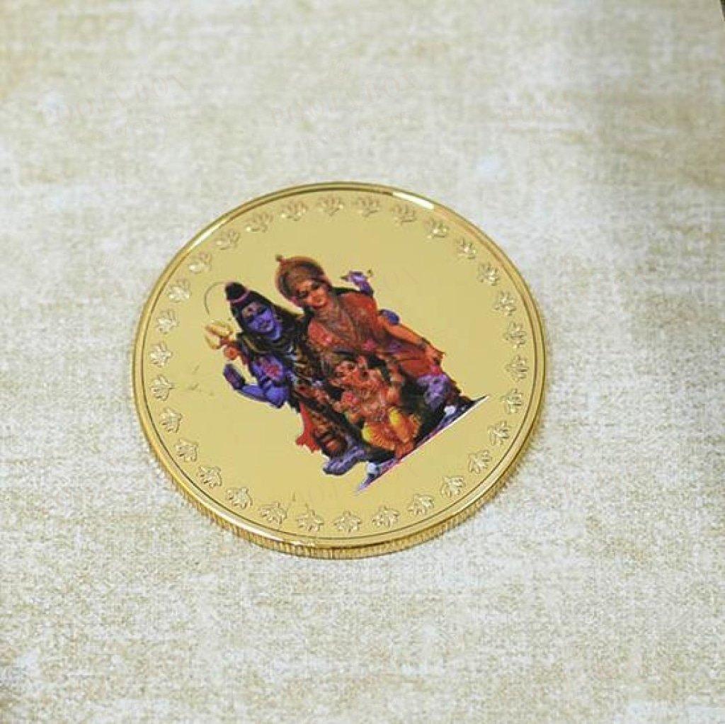 24K Gold Foil Shiv Parivaar Coin