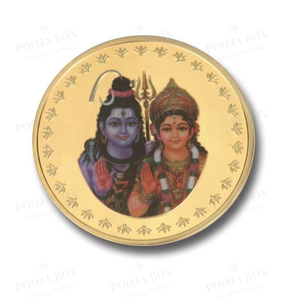 24K Gold Foil Shiv Parvati Coin & Bar