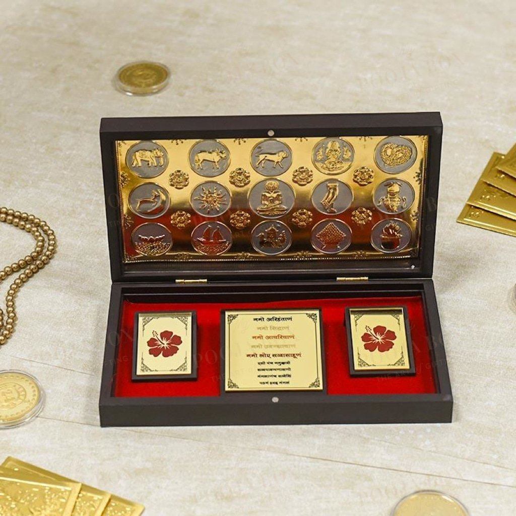 24K Gold Foil Tirthankara Rishabhanatha Pooja Box