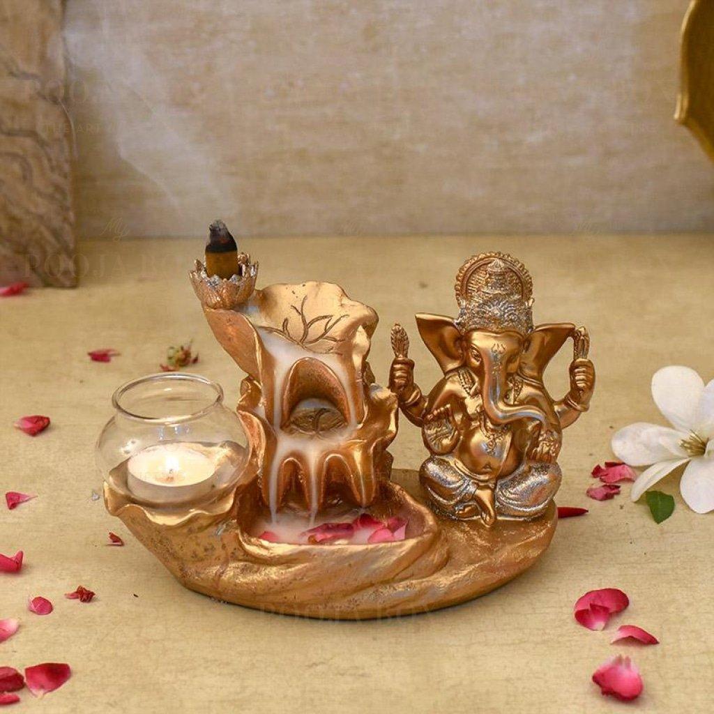 3 in 1 Ganesha Gift Set | Dhoop & T-light Holder