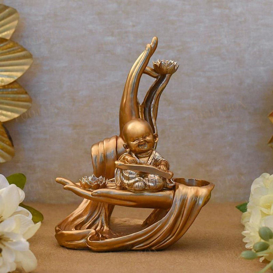 3 In 1 Little Monk Gift Setdhoop T-Light & Incense Stick Holder