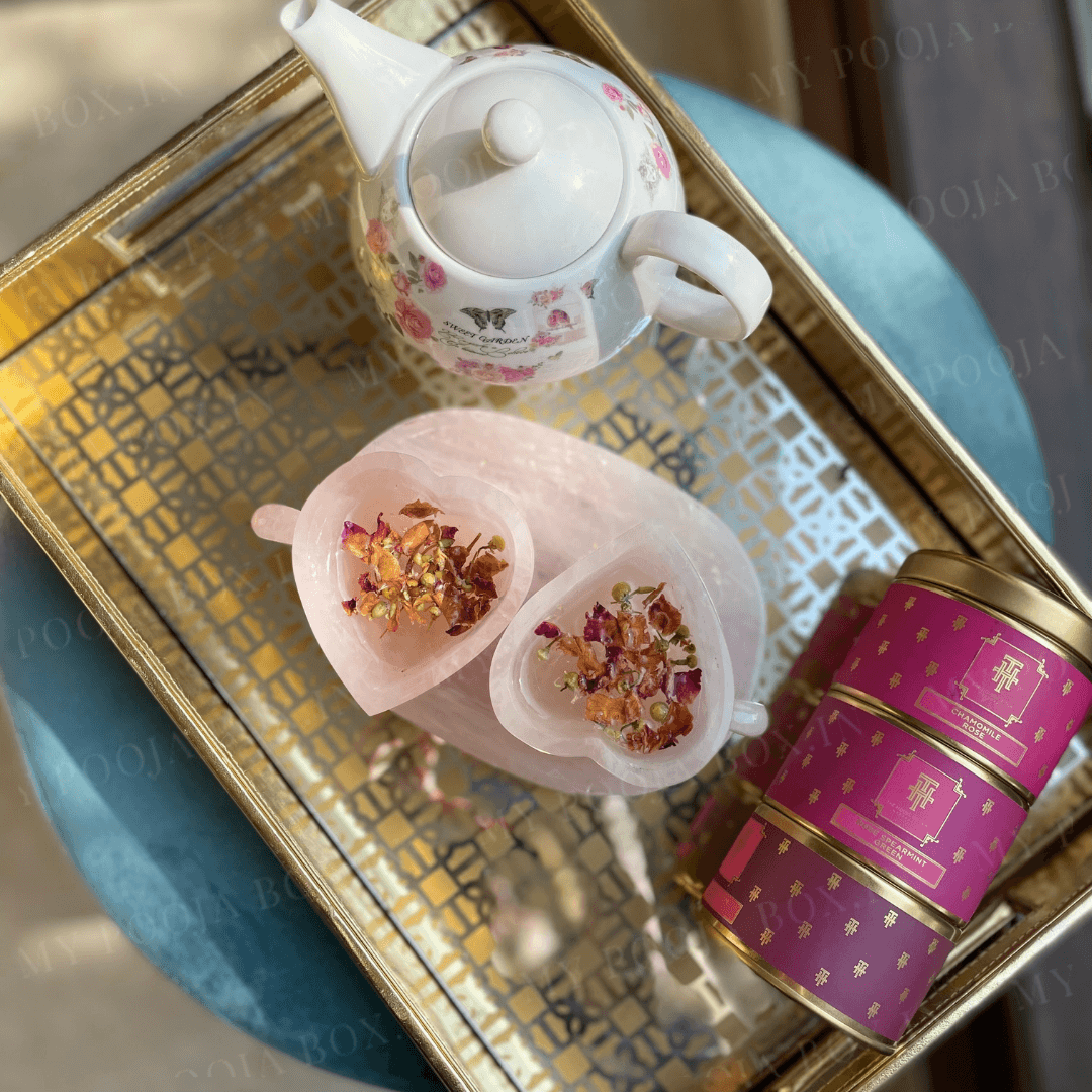 Tea for Two Rose Quartz Heart Cup Set