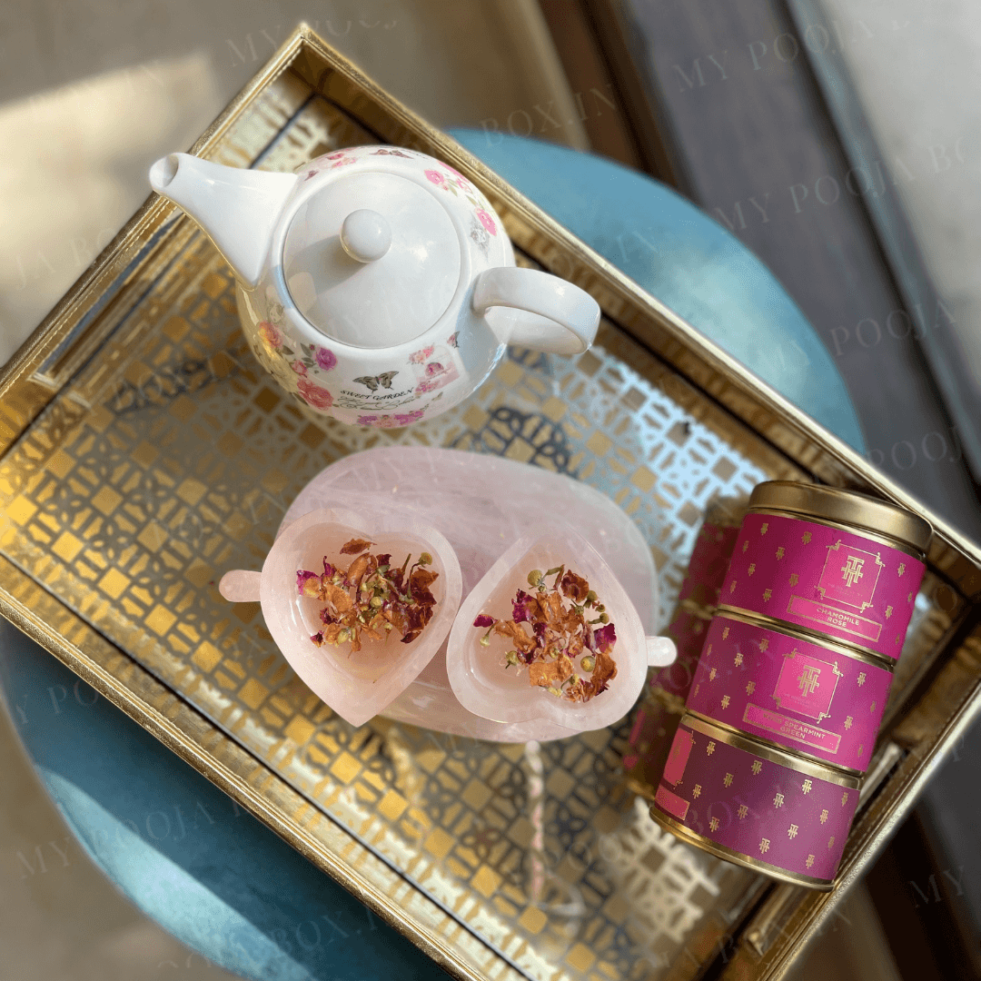 Tea for Two Rose Quartz Heart Cup Set