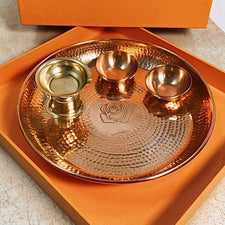 Divinity Pooja Thali Set - Rose Gold