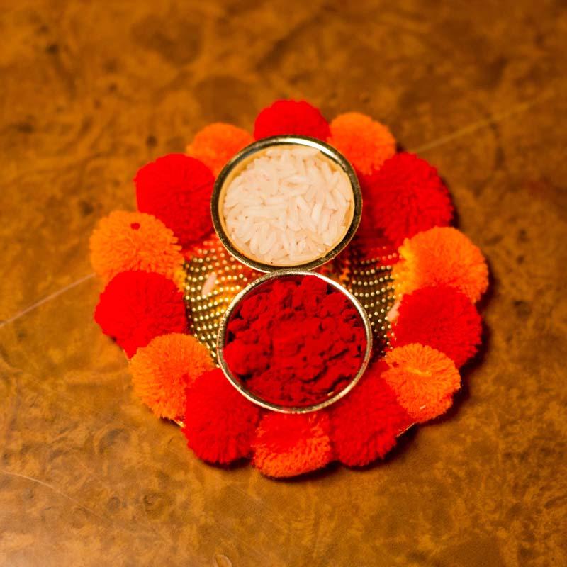 Gorgeous Pom Pom Akshat Roli Platter