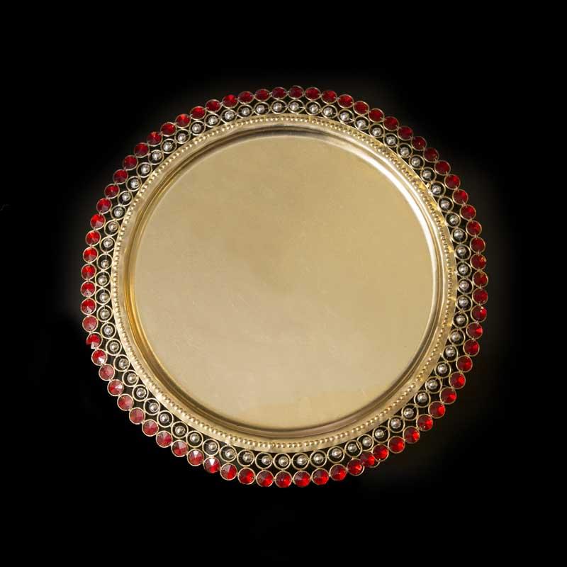 Decorative Red Stone Studded Plate