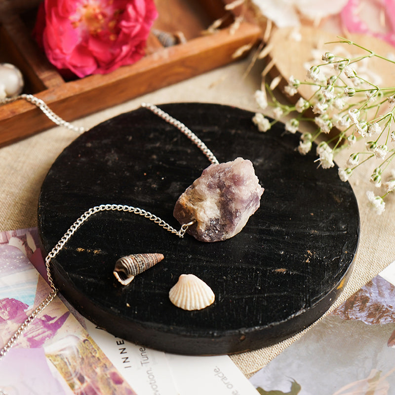 Lepidolite Natural Crystal Necklace