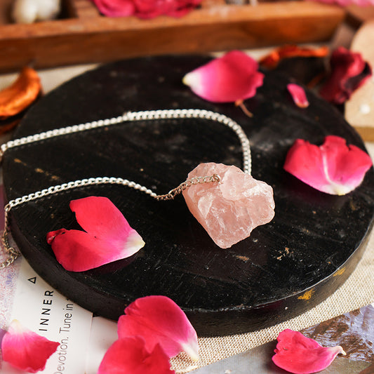 Rose Quartz Natural Crystal Necklace