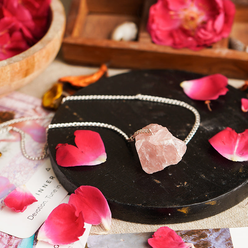 Rose Quartz Natural Crystal Necklace