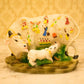 Heavenly White Polyresin Kamdhenu Cow with Calf