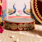 Velvet Maroon Golden Embroidery Karwa Chauth Thali set With Potli