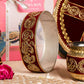 Velvet Maroon Golden Embroidery Karwa Chauth Thali set With Potli