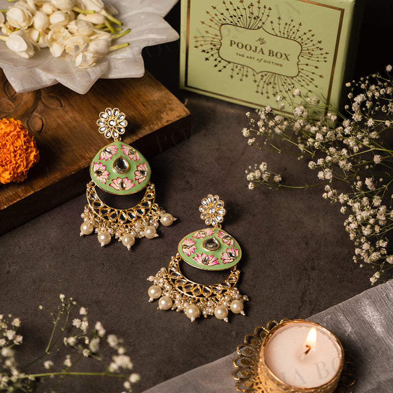 Meenakari Pleasant Mint Earrings