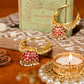 Delightful Meenakari Red Jhumka