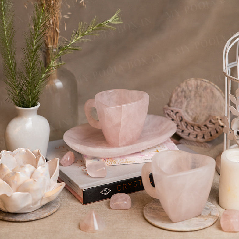 Tea for Two Rose Quartz Heart Cup Set