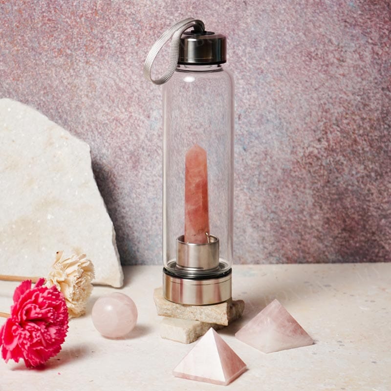 Rose Quartz Crystal Bottle