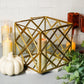 Square Gold Plated Metal With Clear Glass Candle Lantern