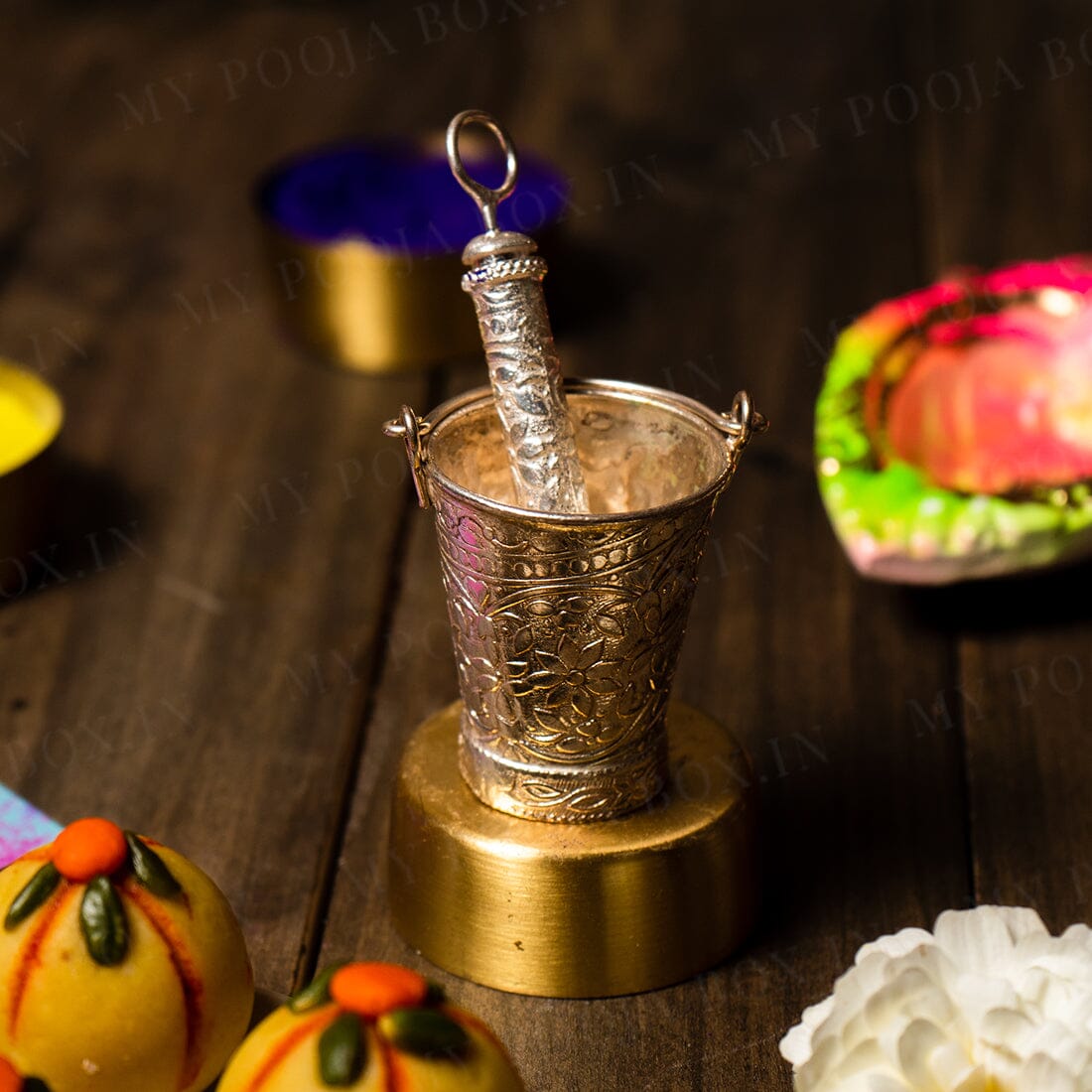 Silver Plated Pichkari with Bucket