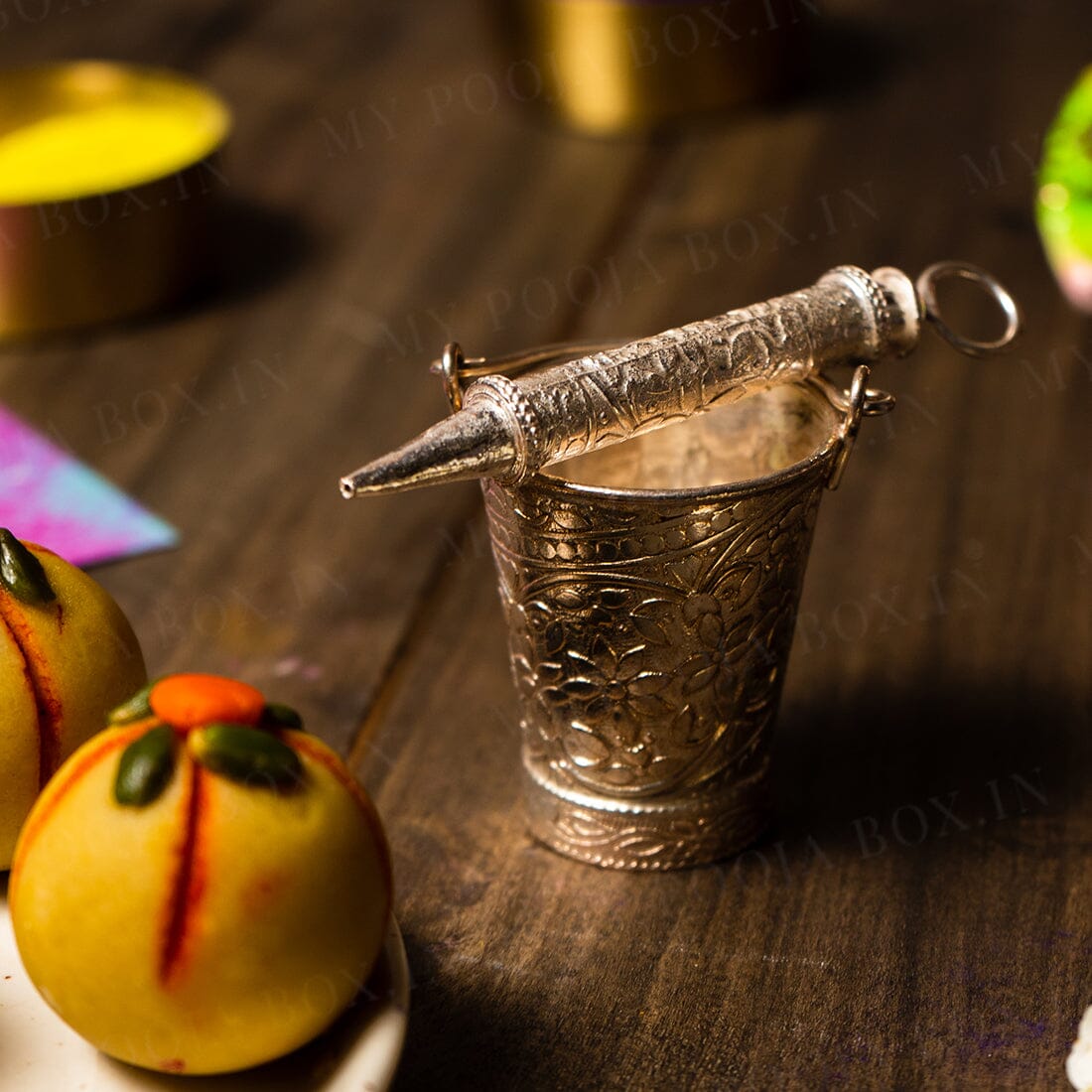 Silver Plated Pichkari with Bucket