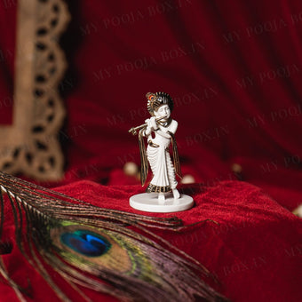 Majestic Krishna Gold Plated Marble Car Idol