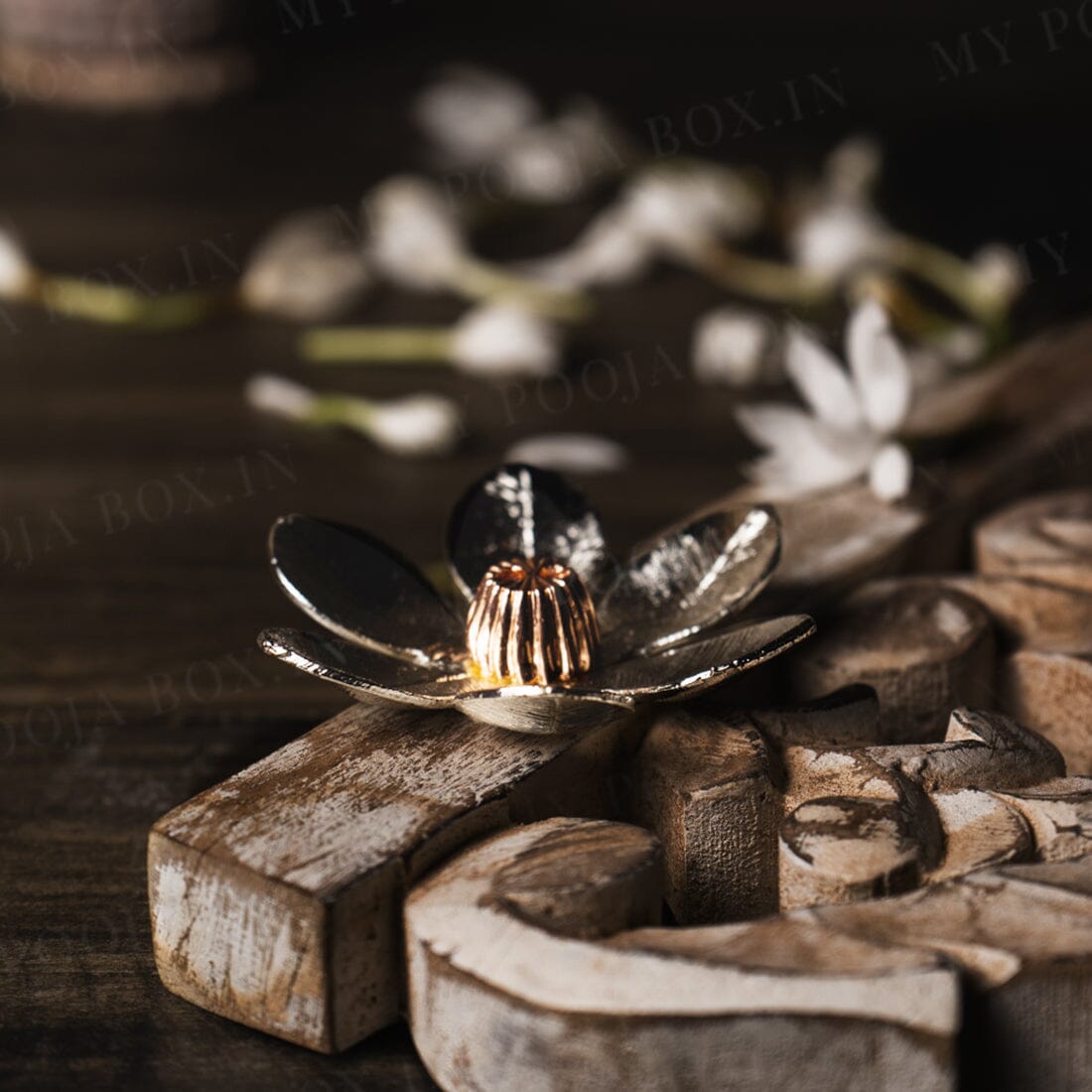 Silver Lotus Petal Incense Stand