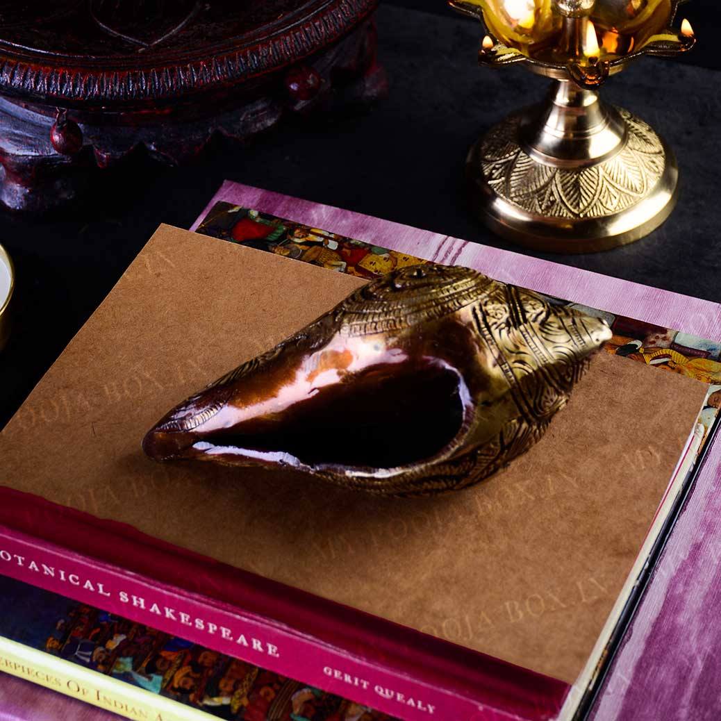 Antique Brass Vishnu Ji On Shankh
