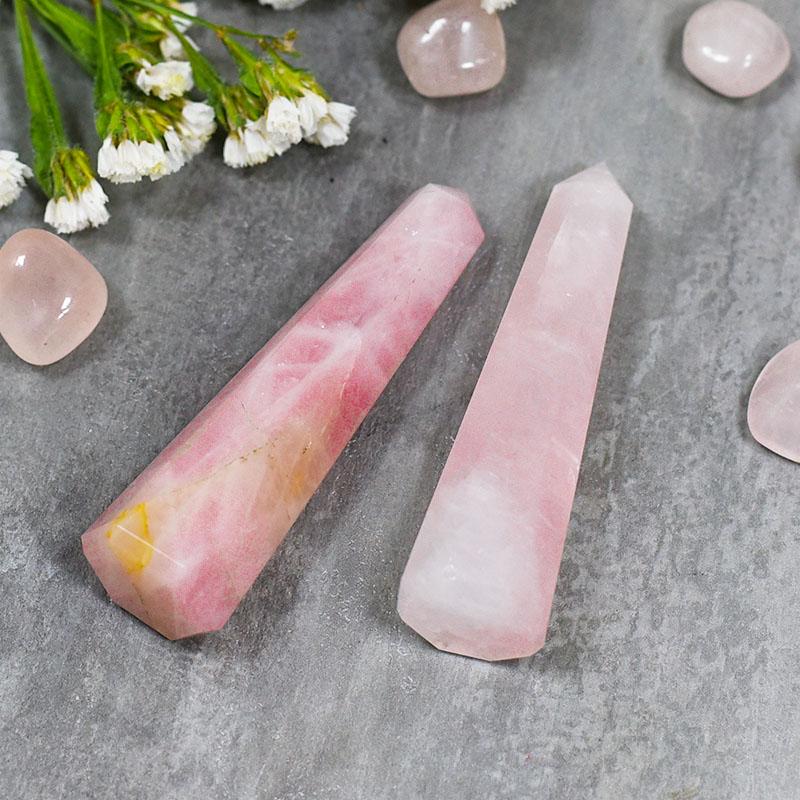 Rose Quartz Tower/Pencil (Set of 2) for Relationship & Calmness