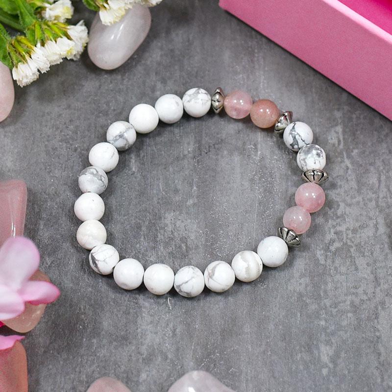 Rose & Howlite Bracelet | Stone for Love, Peace & Relationship