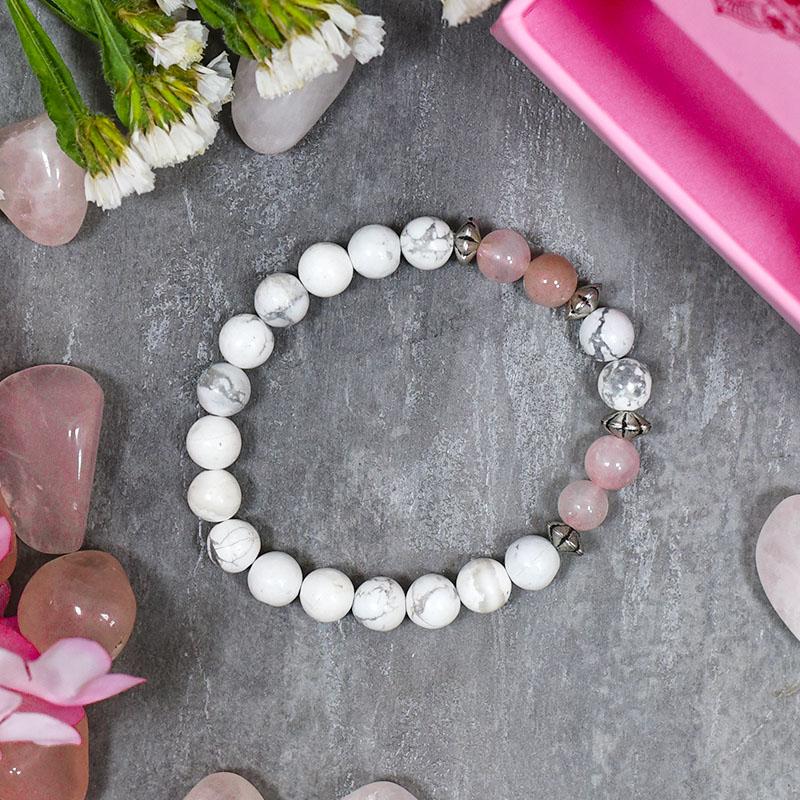 Rose & Howlite Bracelet | Stone for Love, Peace & Relationship