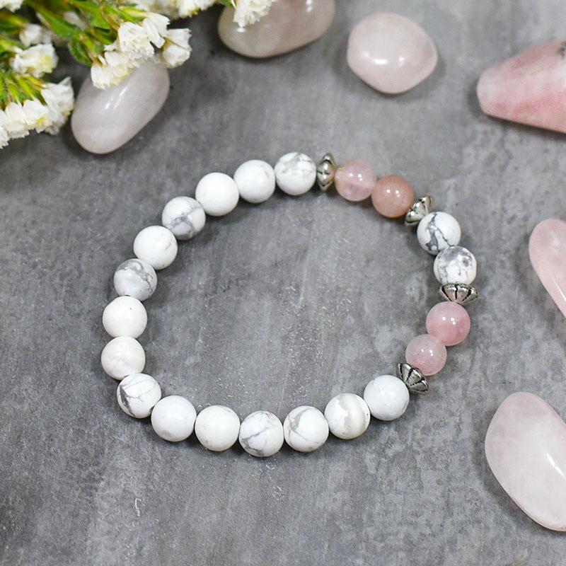 Rose & Howlite Bracelet | Stone for Love, Peace & Relationship