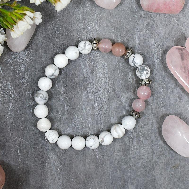 Rose & Howlite Bracelet | Stone for Love, Peace & Relationship