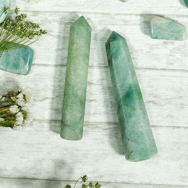 Green Jade Tower/Pencil (Set of 2) for Health, Wealth & Luck