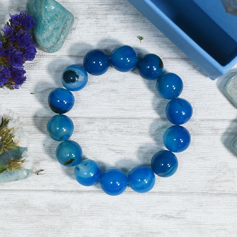 Blue Gemstone Onyx Strength of Mind Band/ Bracelet