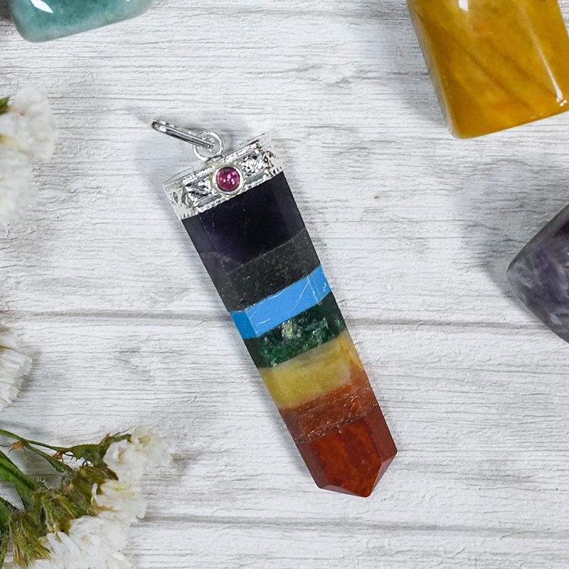 7 Chakra Bonded Stone Pendant