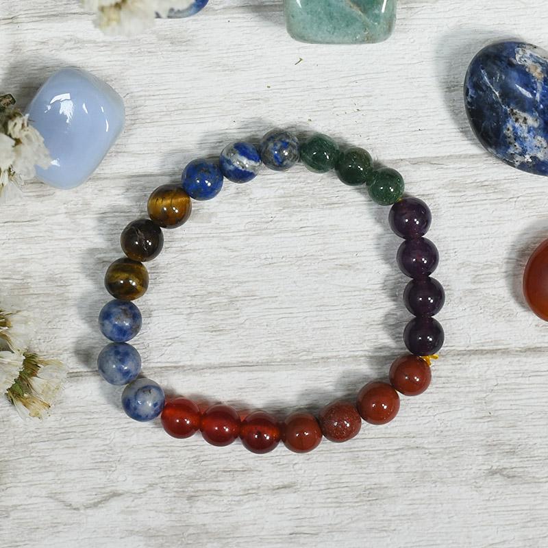 7 Chakra & Tiger Eye Bracelet | Stone of Courage