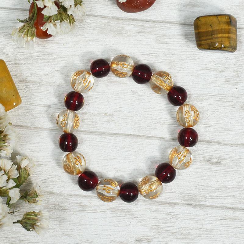 Om Mani Padme Hum Tibetan Holy Mantra Gemstone Bracelet