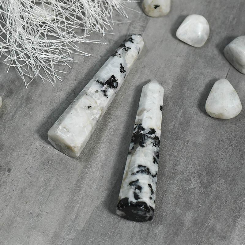 Rainbow Moon Stone Tower/Pencil (Set of 2) | Crystal Healing