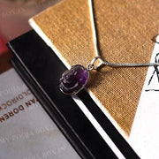 Amethyst Engraved Ganesha Healing Crystal Pendant