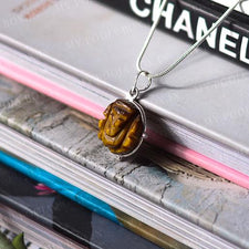 Tiger Eye Engraved Ganesha Healing Crystal Pendant