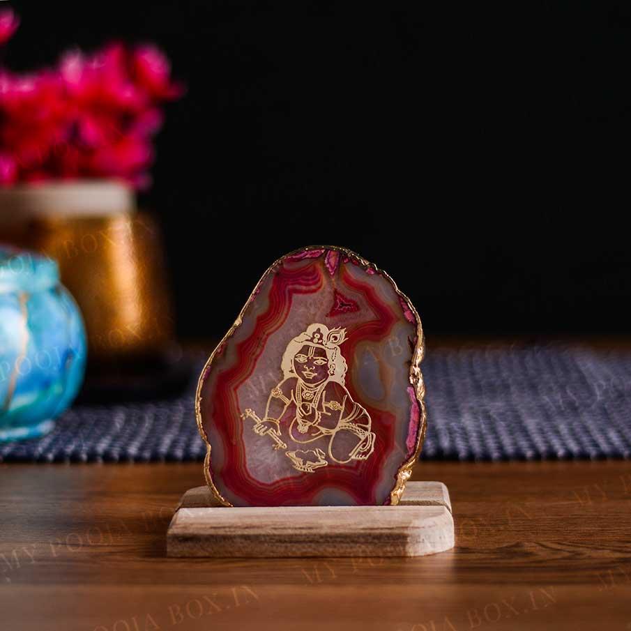 Laddu Gopal Agate Crystal Showpiece