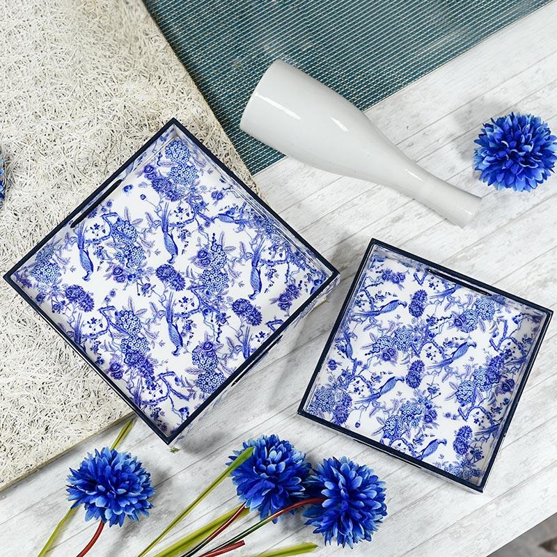 Serene Blue Serving Trays - Set of 2