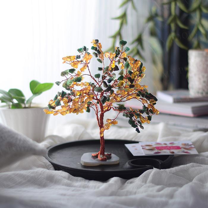Citrine & Green Jade Natural Healing Crystal Tree