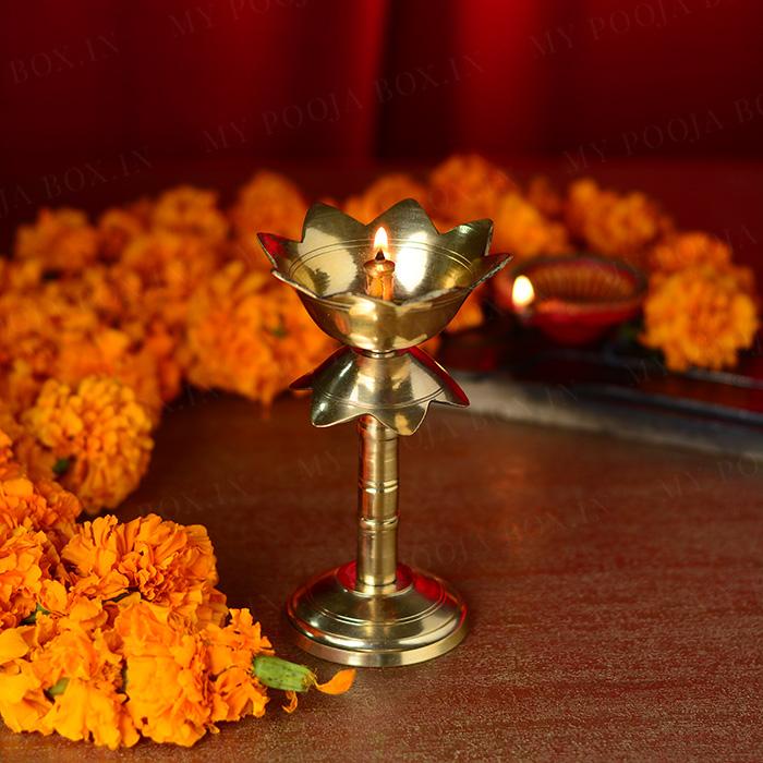 Decorative Brass Lotus Diya Stand