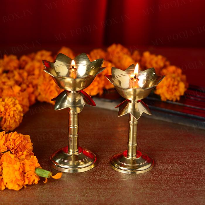 Decorative Brass Lotus Diya Stand