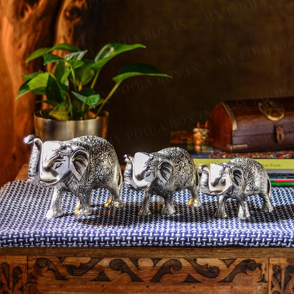 Antique Silver Brass Elephant