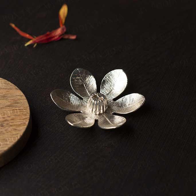 Silver Lotus Petal Incense Stand