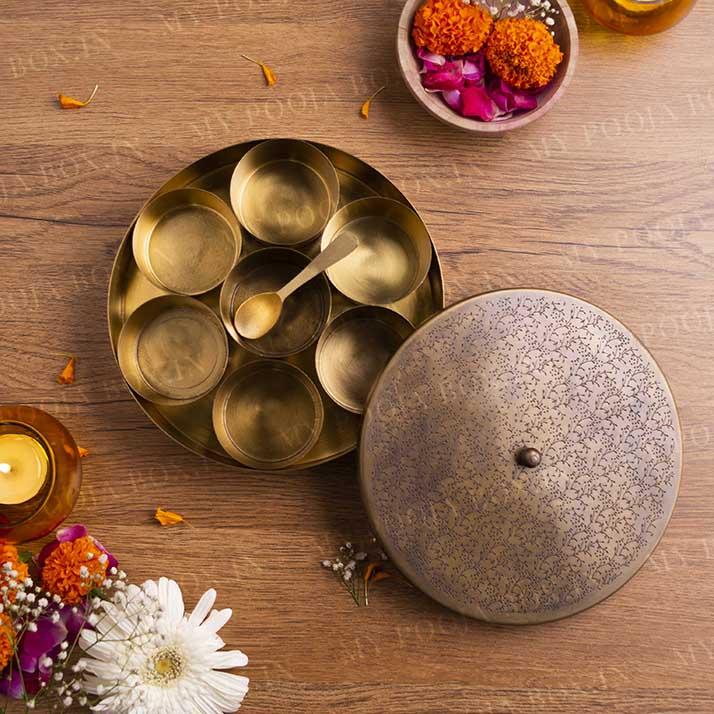 Traditional Antique Brass Pooja Samagridaan
