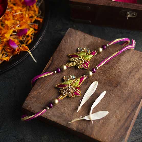 Flamingo Pink Bhaiya Rakhi (Set of 2)