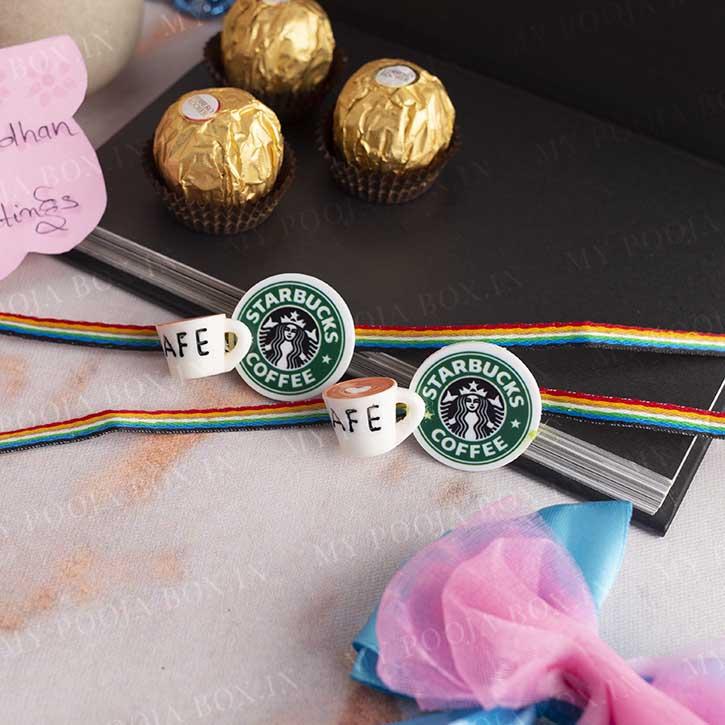 Starbucks Coffee Lover Quirky Rakhi (Set of 2)