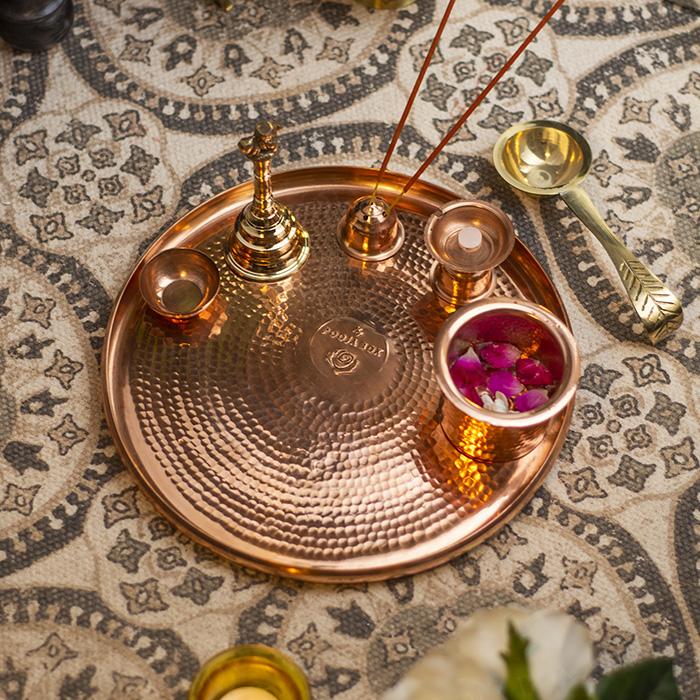 Diona Copper Pooja Platter Set